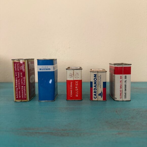 Vintage Spice Tin Collection - Crescent Mace Schilling Cardamom Ginger & More - Picture 7 of 9